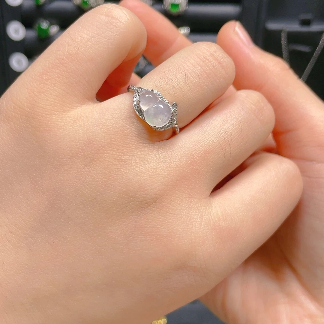 翡翠戒指银S925镶嵌戒指