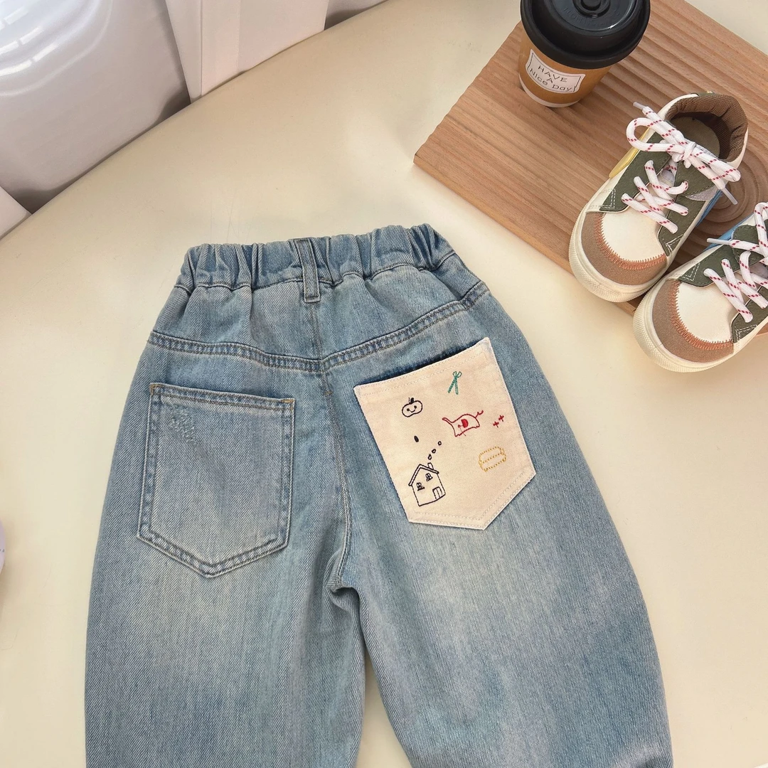 A男童薄款牛仔裤夏季防蚊裤2025新款儿童长裤轻薄透气天丝牛仔长
