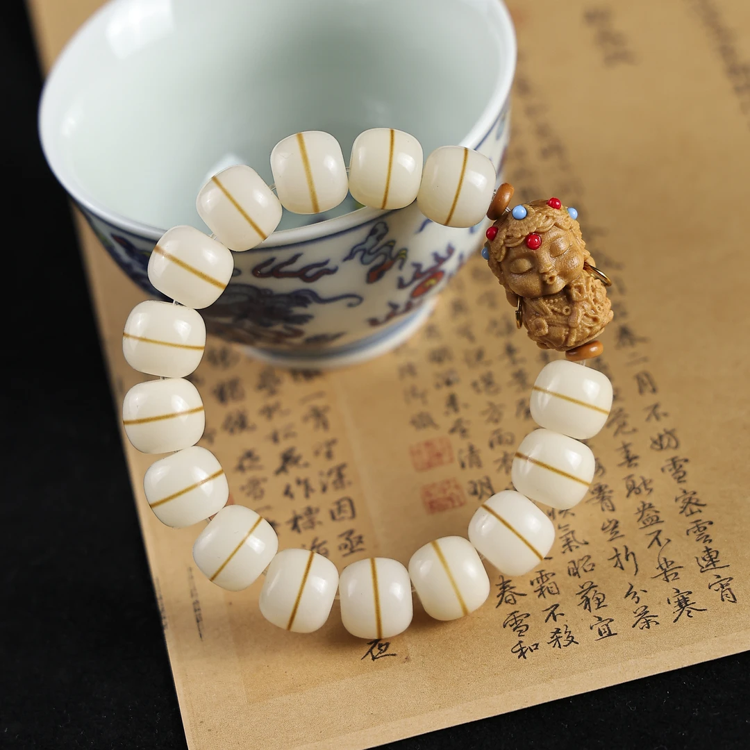 一线天菩提手串炭烤菩提佛珠文玩搭配度母单圈手串（盘玩袋）