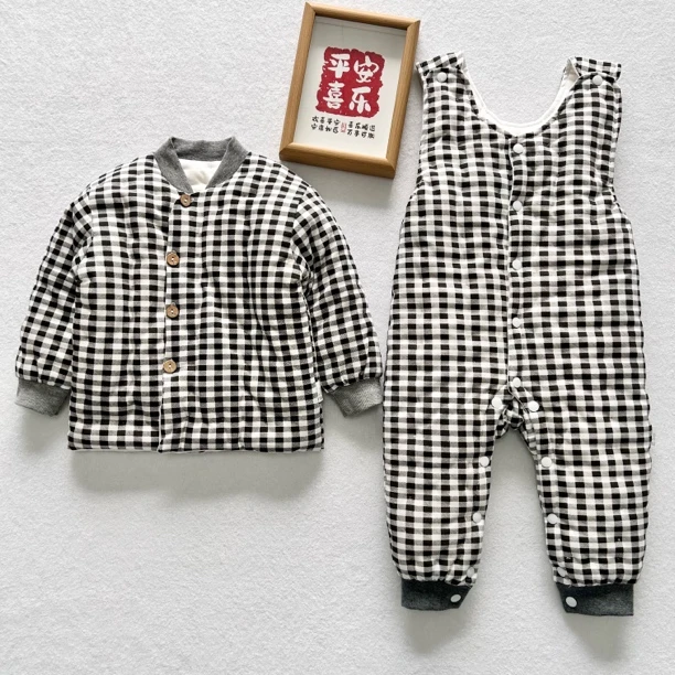 宝宝手工棉衣婴儿棉花棉袄套装男宝女孩春秋冬装加厚薄款闭裆棉裤