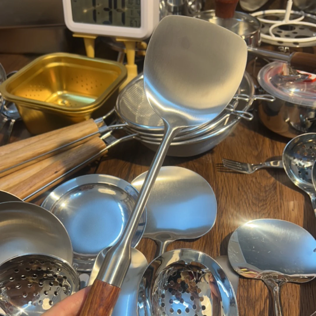 304蘑菇铲家用炒菜铲长柄加厚耐高温防烫