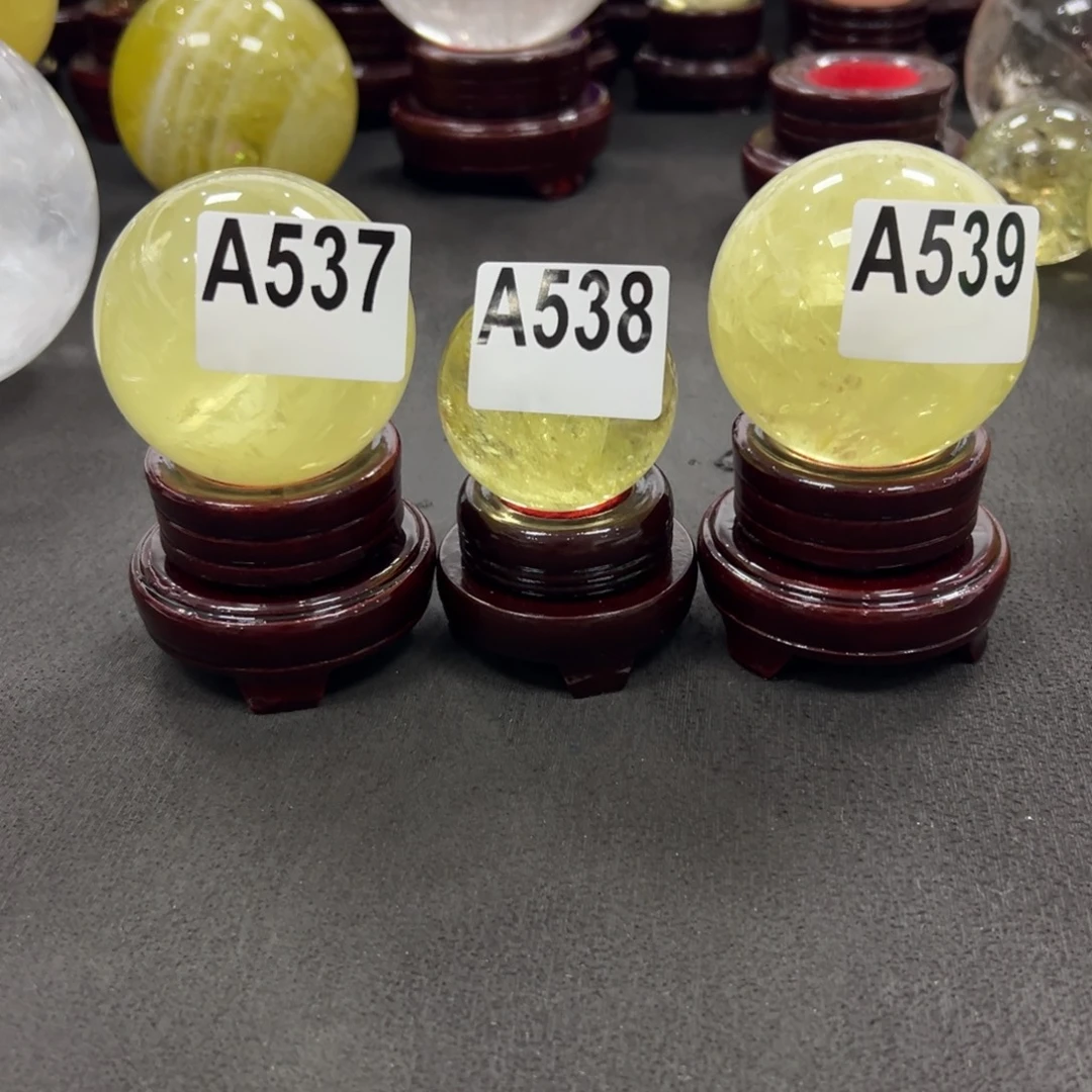 4***.石材天然黄水晶球摆件