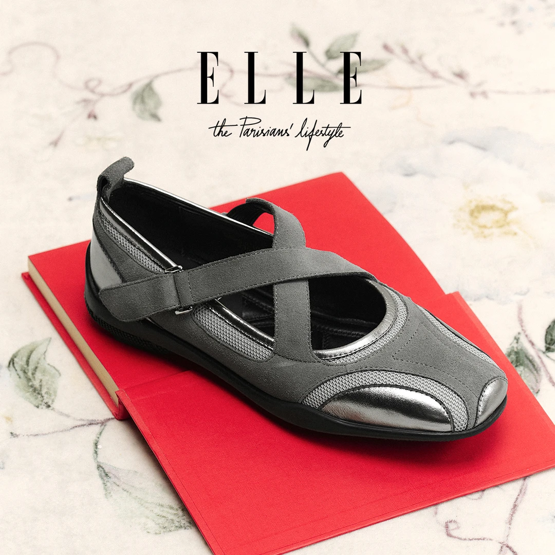 ELLE超软羊皮时尚复古玛丽珍鞋女2025爆款交叉带简约舒适圆头单鞋