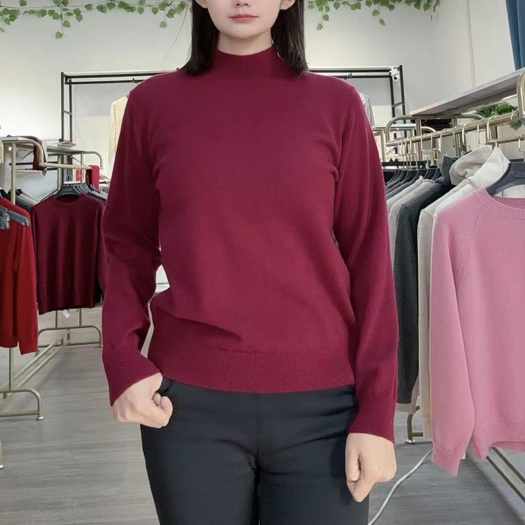 【KVSS品牌纱线】 秋冬打底羊绒衫女士针织女半高领打底衫纯色时尚