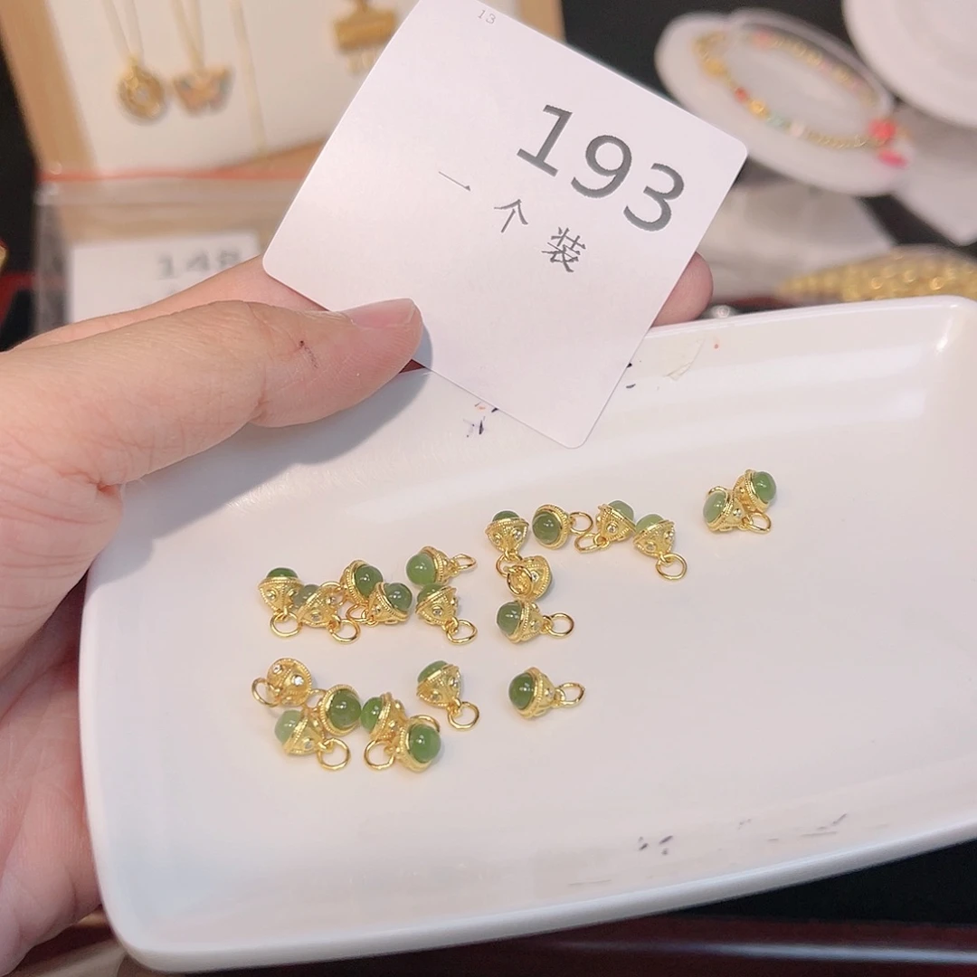 和田玉（碧玉）颈饰银S925镀金镶嵌193