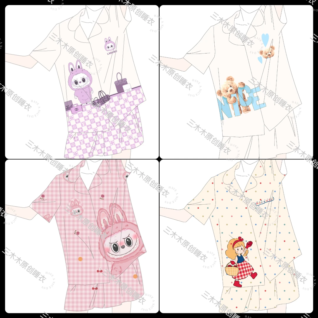 【一号链接-短袖三件套+胸垫】2025夏季新款柔软冰雪丝睡衣女家居服