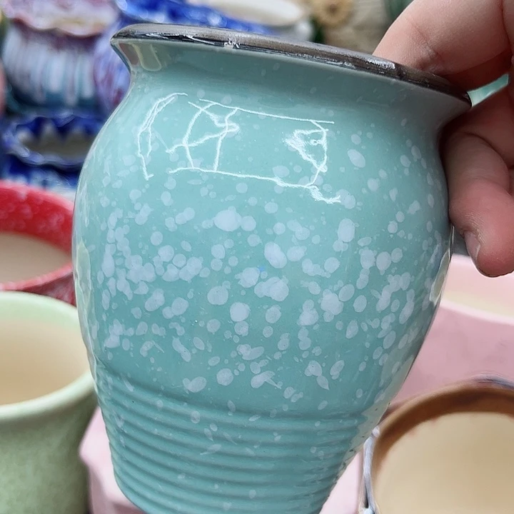 多肉绿植陶瓷花盆9.9包邮，有孔