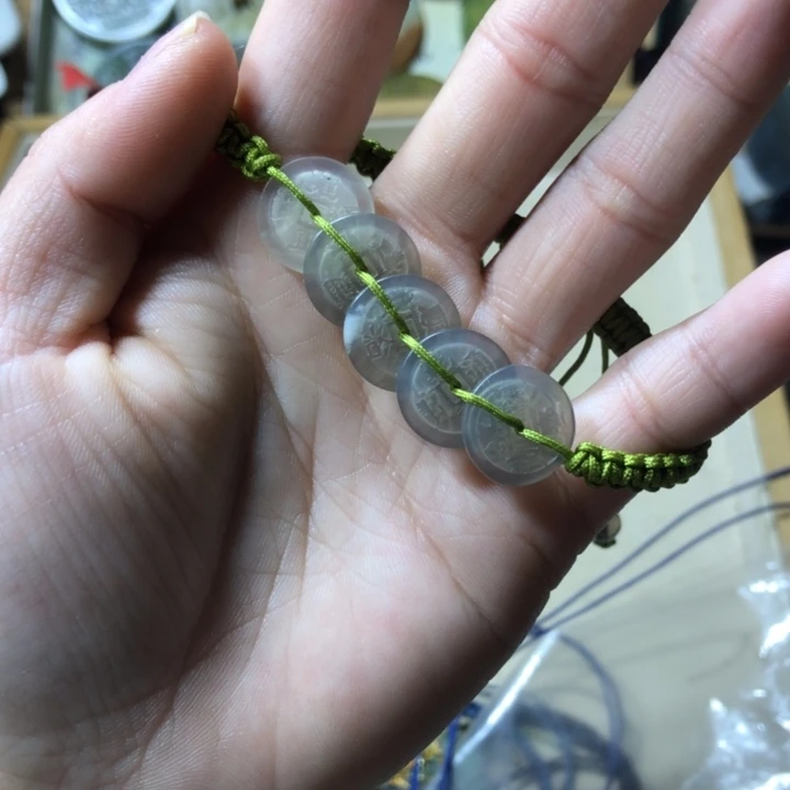 岫玉岫玉五帝钱手链未镶嵌