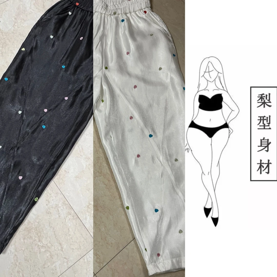 新款裤子百搭显瘦气质透气时尚复古中式国潮风爱心款