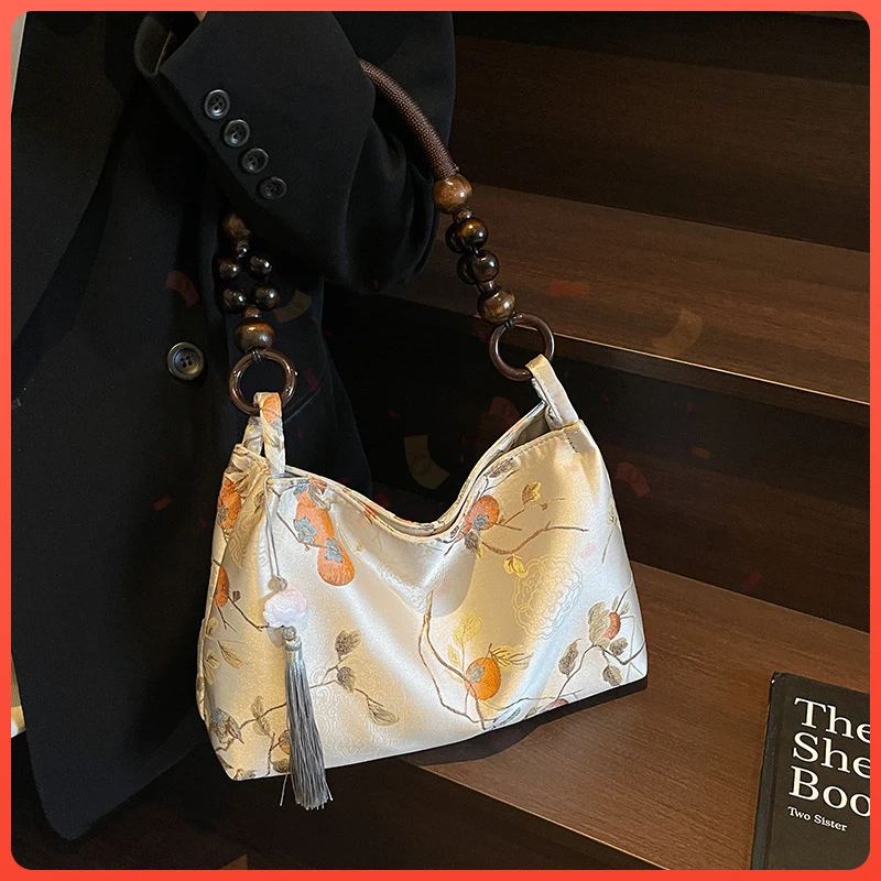 新中式新款腋下帆布包包通勤单肩上班大容量托特包女2025刺绣夏天