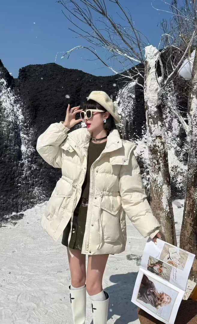气质网红中长款冬季白鸭绒羽绒服女款爆款