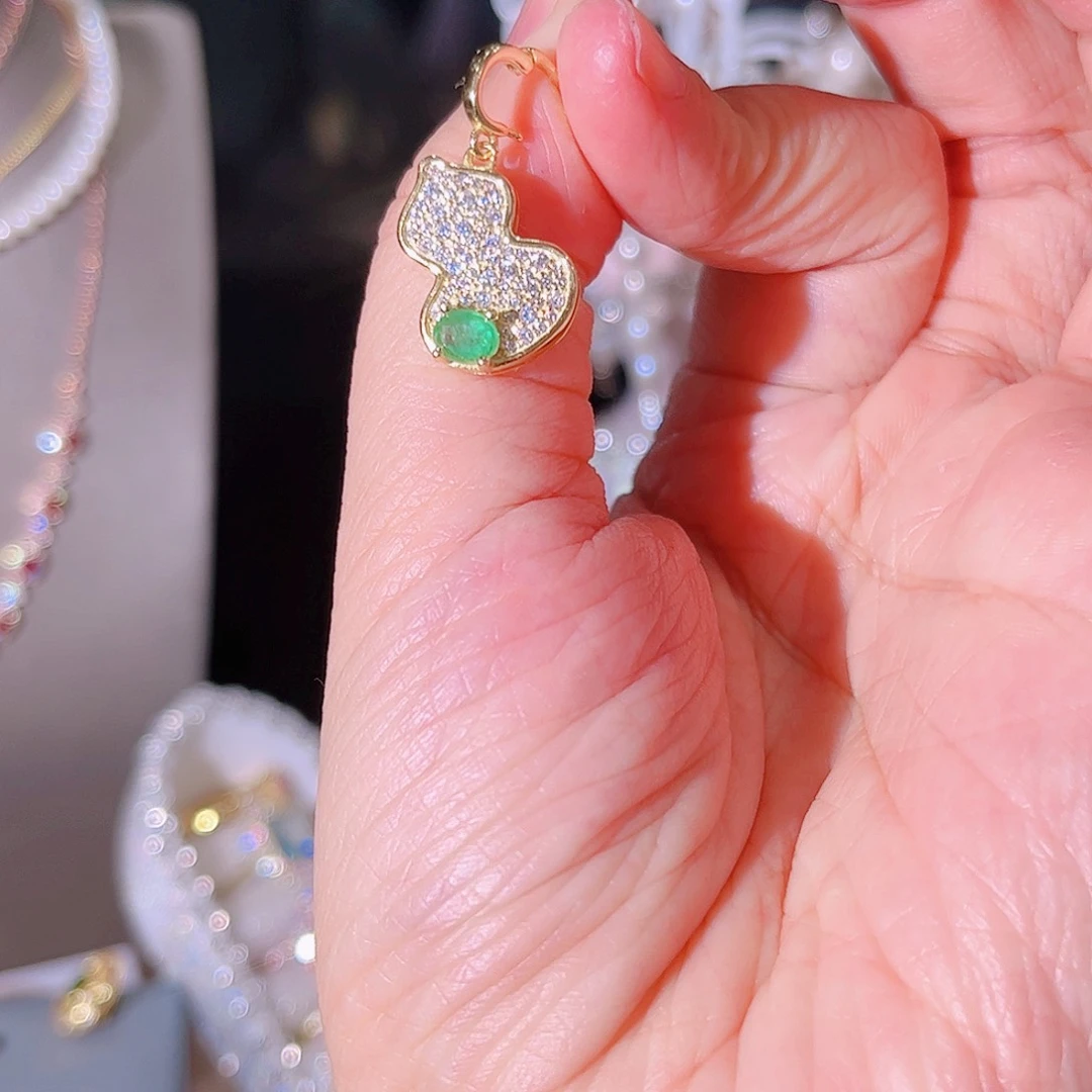 祖母绿颈饰银S925镶嵌