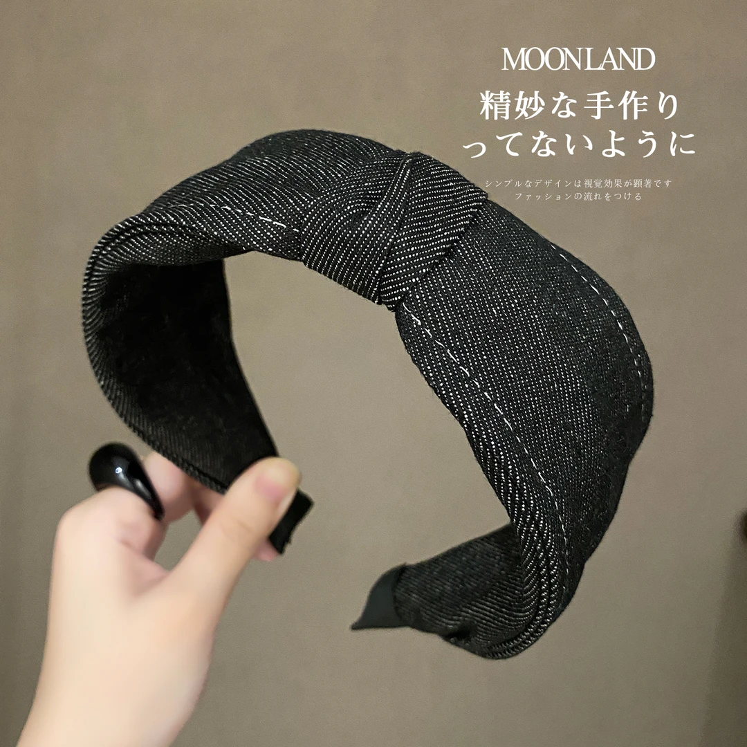 打结发箍女2025年新款洋气时尚牛仔布艺宽边发卡日常外戴百搭头箍