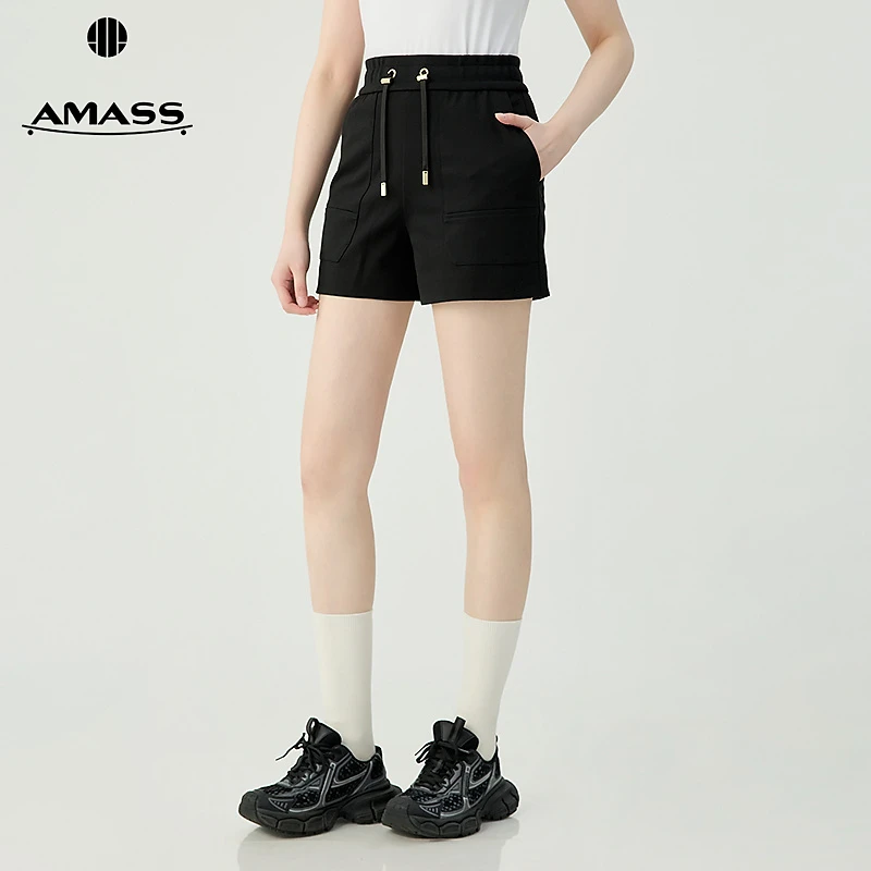 阿玛施AMASS 品质女装经典百搭舒适休闲抽绳松紧腰短裤510007