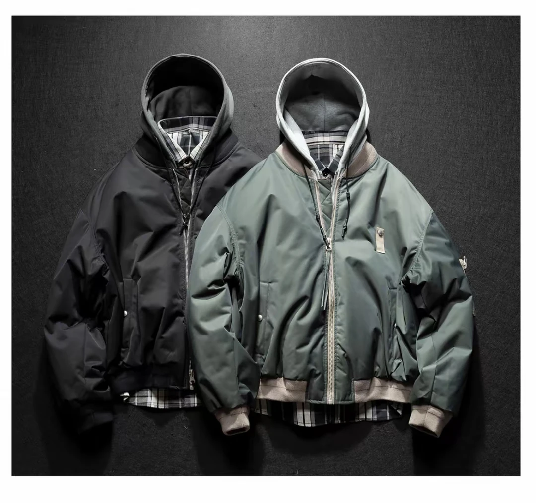 易麦工装羽绒服男2025冬季新款百搭加厚保暖连帽潮牌宽松短款外套