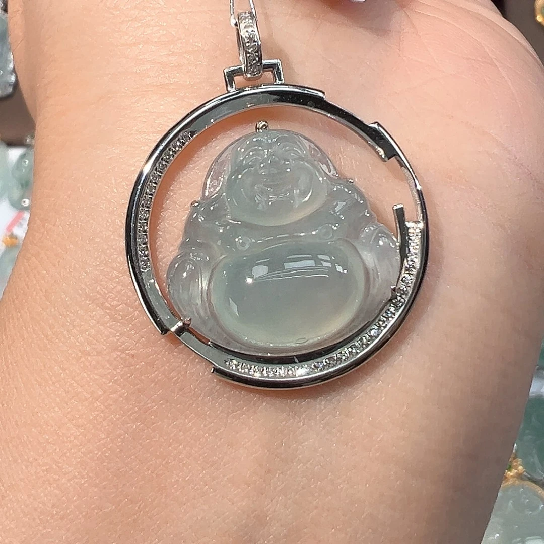 翡翠18K金镶嵌吊坠(不含链)佛公