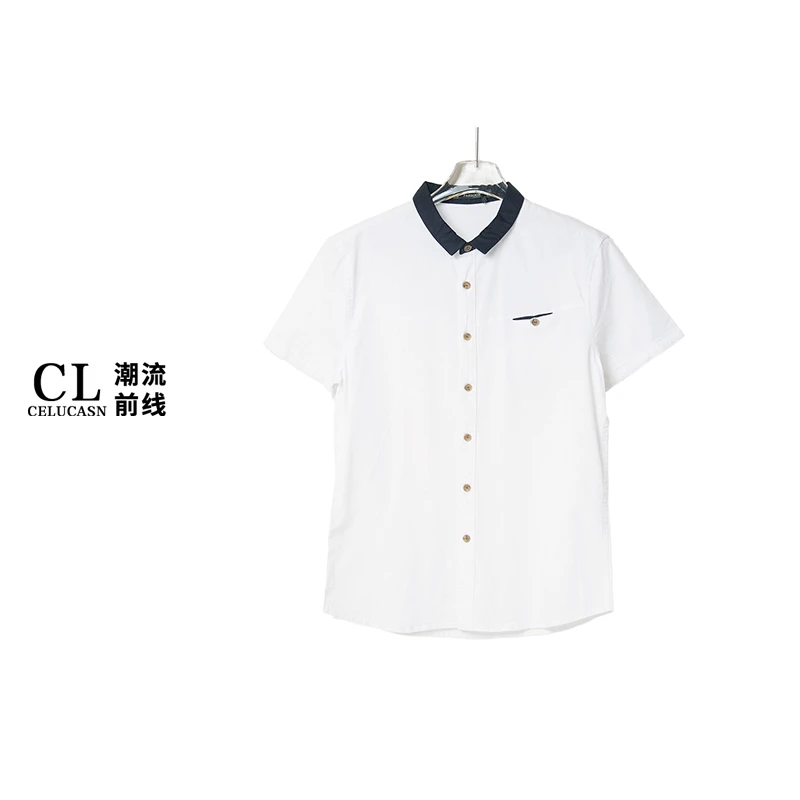 P7JI3725#夏季情侣休闲衬衫薄款短袖经典时尚印花立领上衣