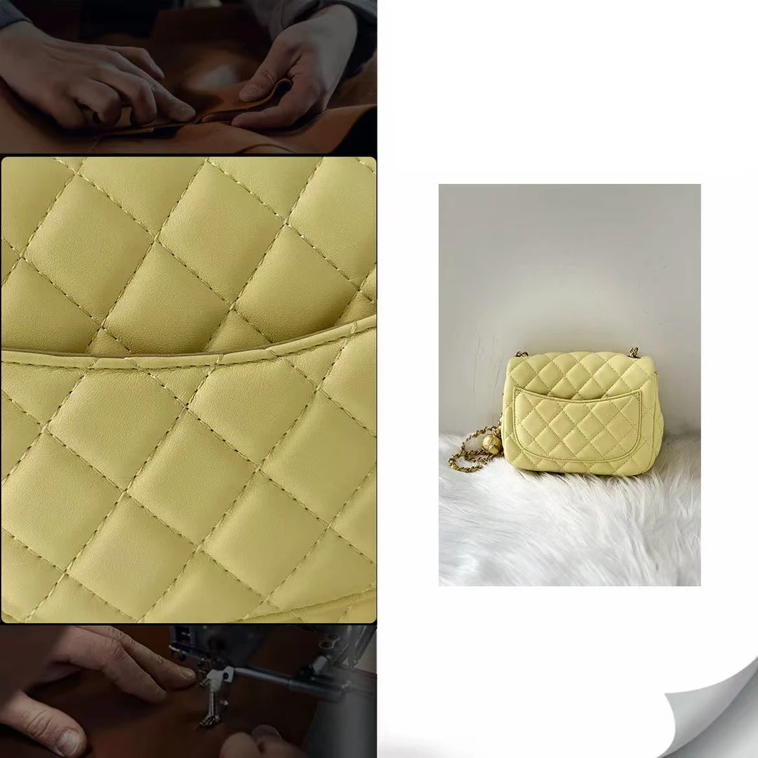 高级金球链条香风单肩胖子时尚女包菱格斜挎包小金球