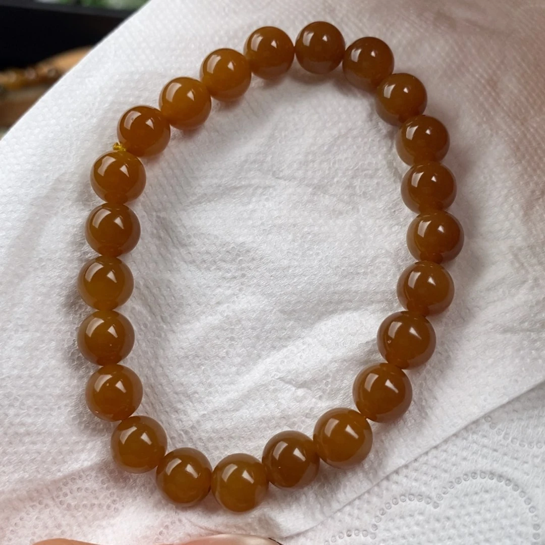 手串未镶嵌和田玉且末金山糖手串8mm