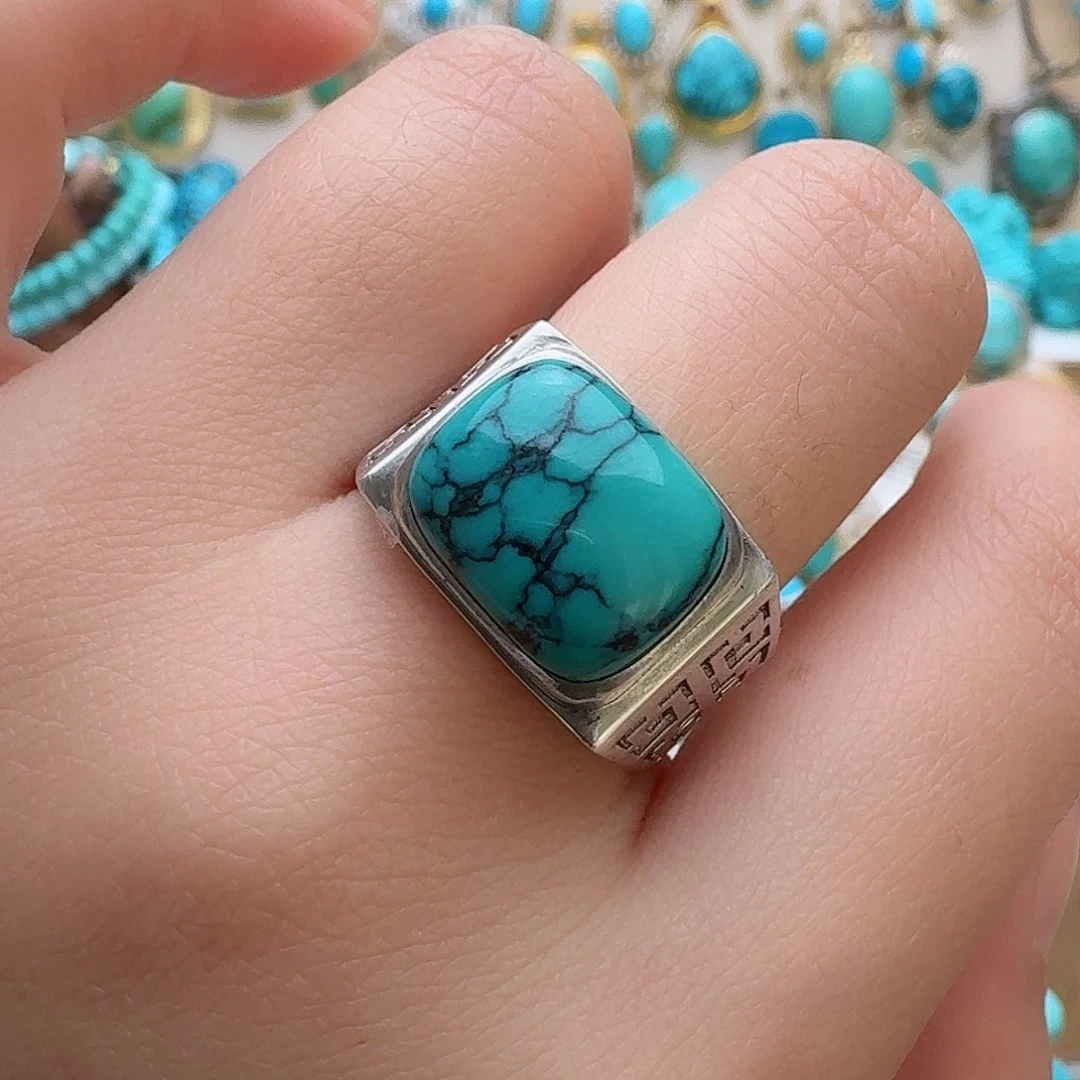 绿松石珠宝奇石银S925镶嵌