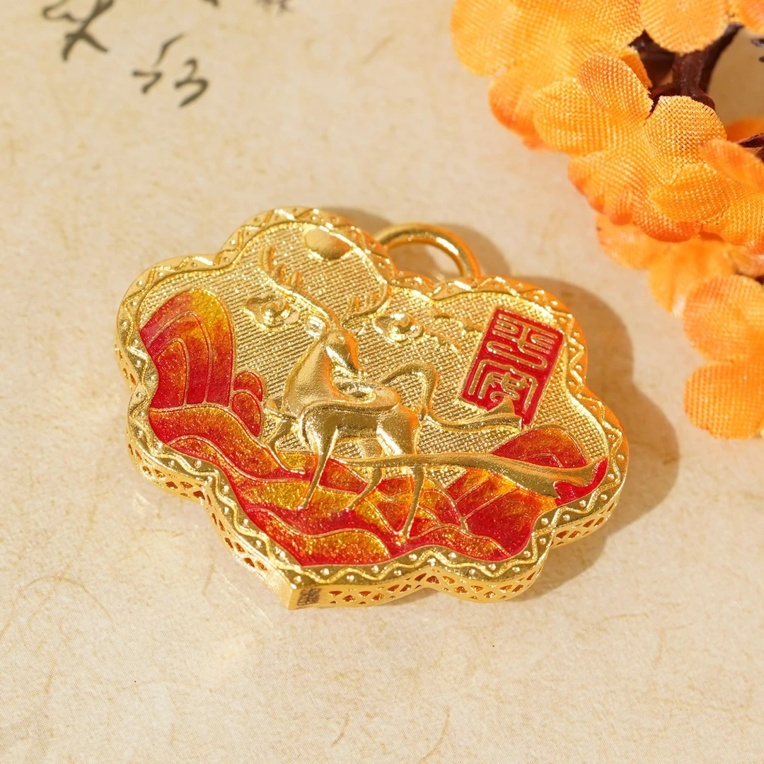 吊坠足银 古法工艺足银999灵鹿吊坠 0075