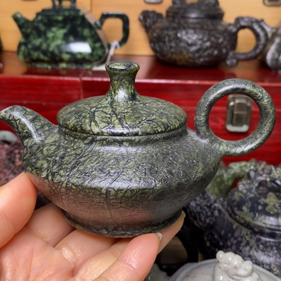 藏玉药王石蛇纹料神灯壶170