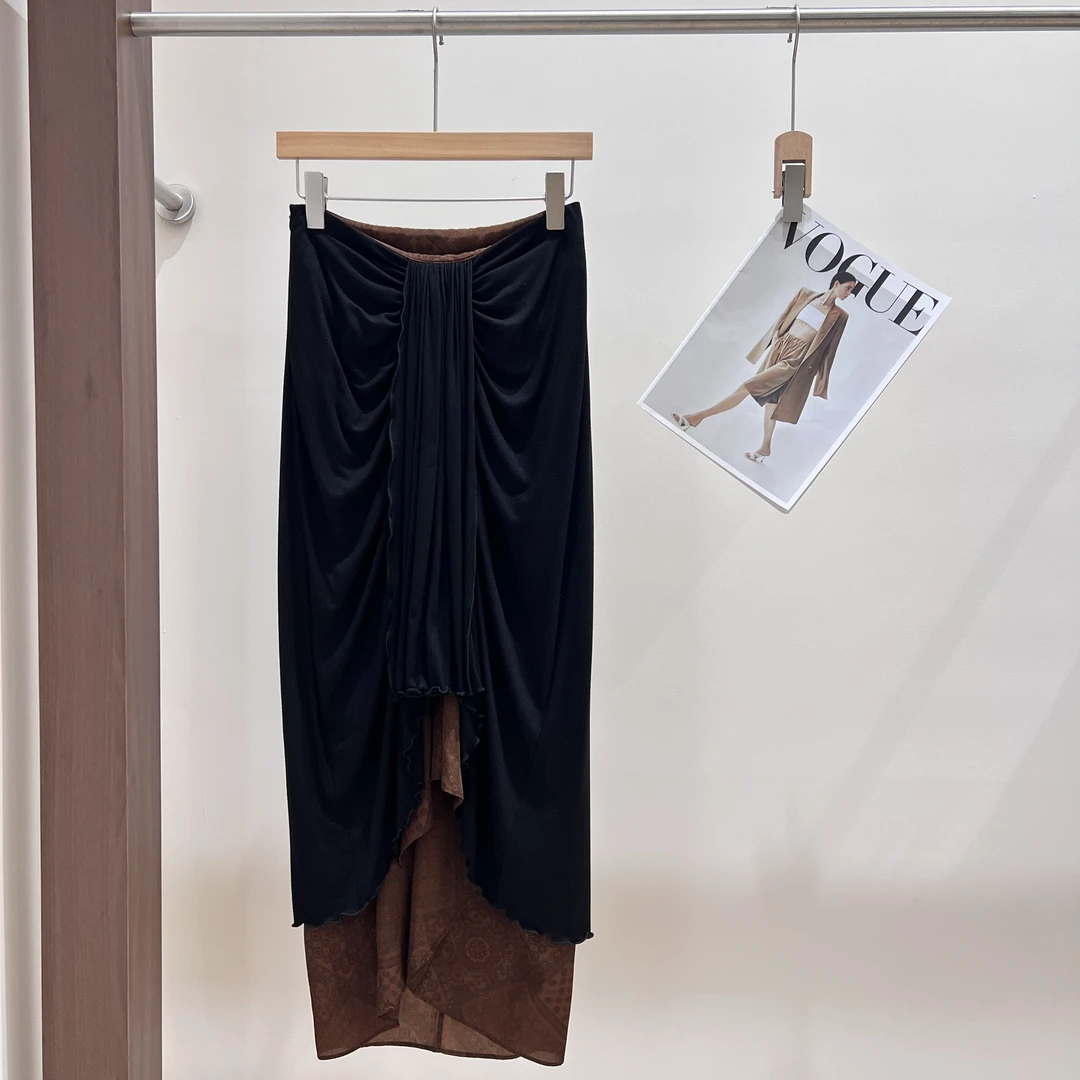 ZZ轻奢O型遮胯女不规则成人半身裙复古港风低腰欧美风X134