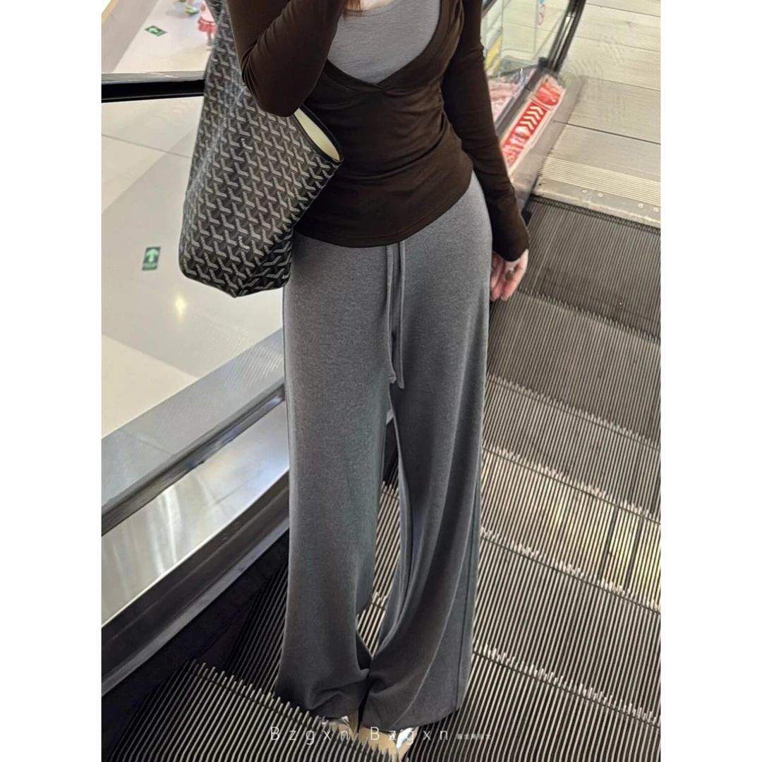 暴走高仙女纸片瘦瘦裤175高个子加长抽绳慵懒松弛感休闲长裤秋季