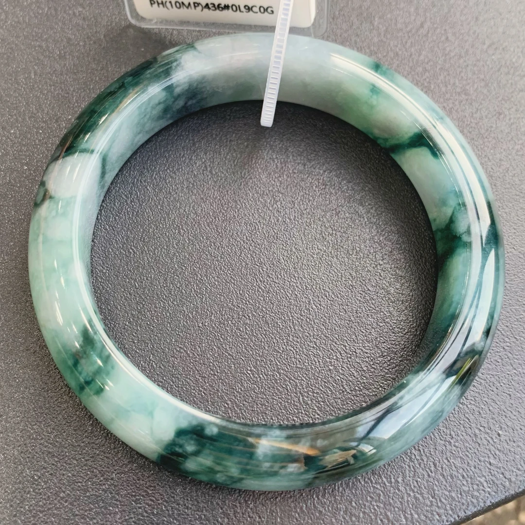 八七珠宝翡翠飘花手镯 多样性发一件 天然A货翡翠