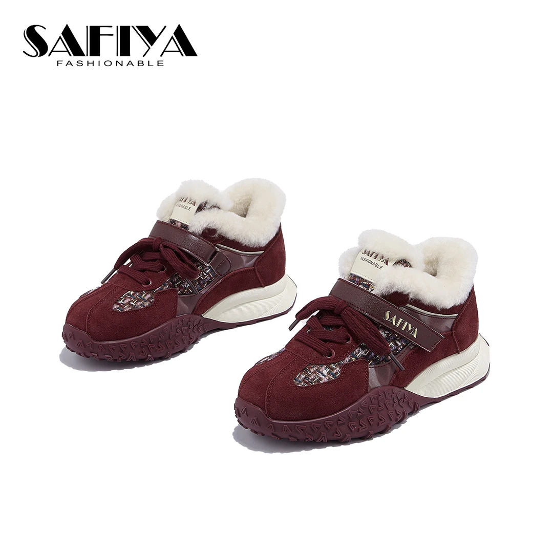 索菲娅Safiya2025冬季新款时尚舒适加绒保暖休闲短靴女SFD4118D25