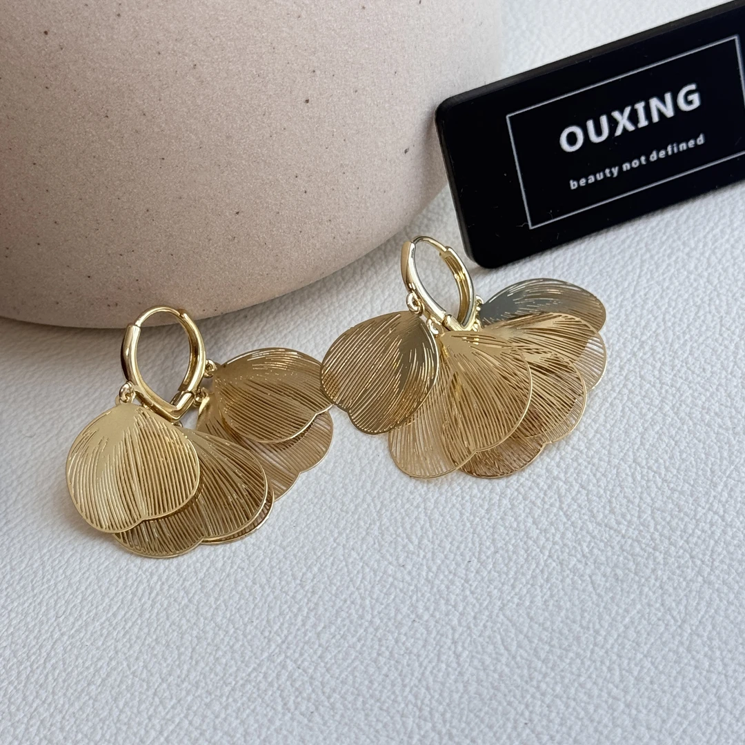 铜合金耳饰 [飞舞]金色轻奢气质时尚法式小众设计耳环