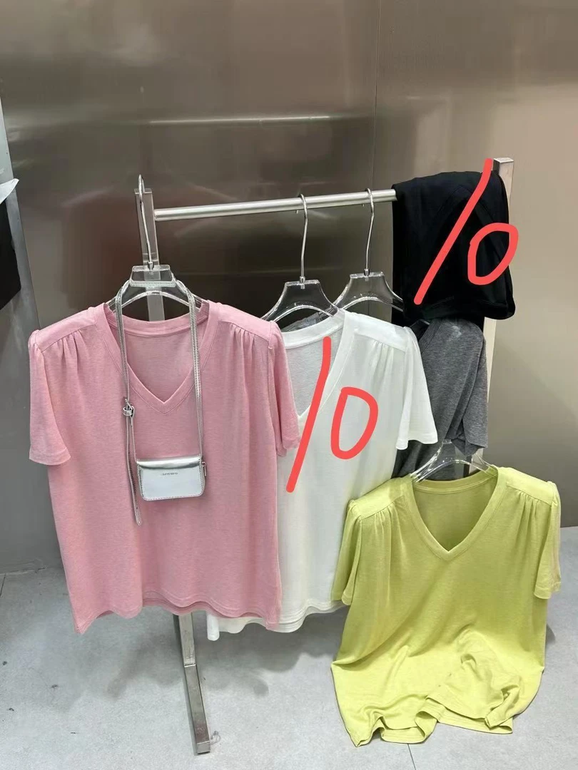 DEZI宝藏衣橱垫肩V领短袖T恤HD61196066
