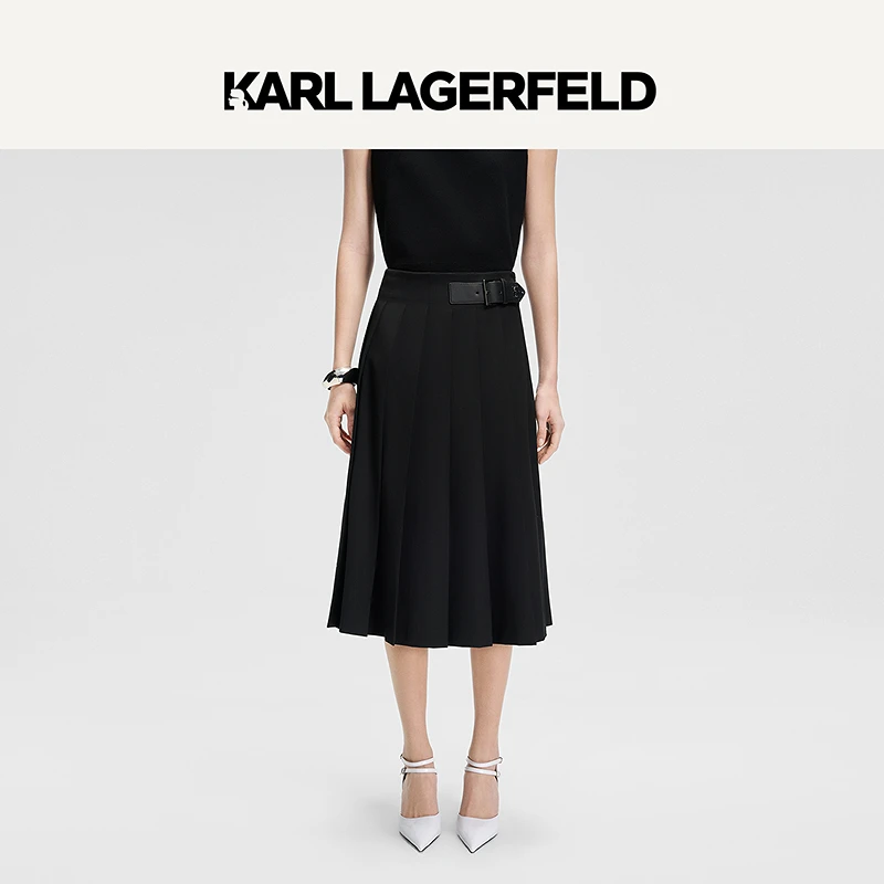 【晨粉专享价】KARLLAGERFELD 春季黑色半裙老佛爷M21E1216