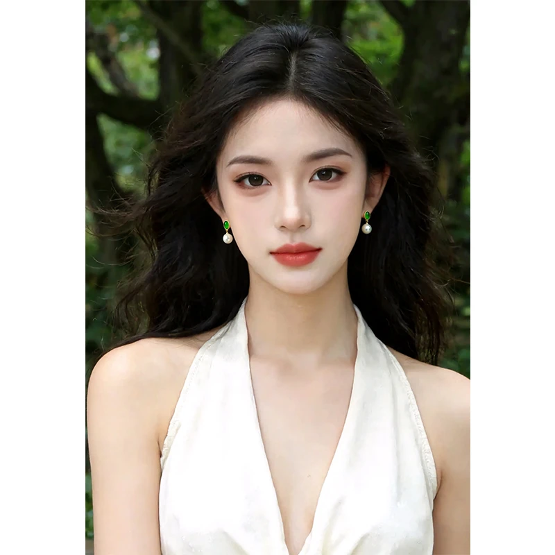 铜合金亚克力耳饰 至此青绿|复古椭圆耳环小众高级感气质百搭耳饰