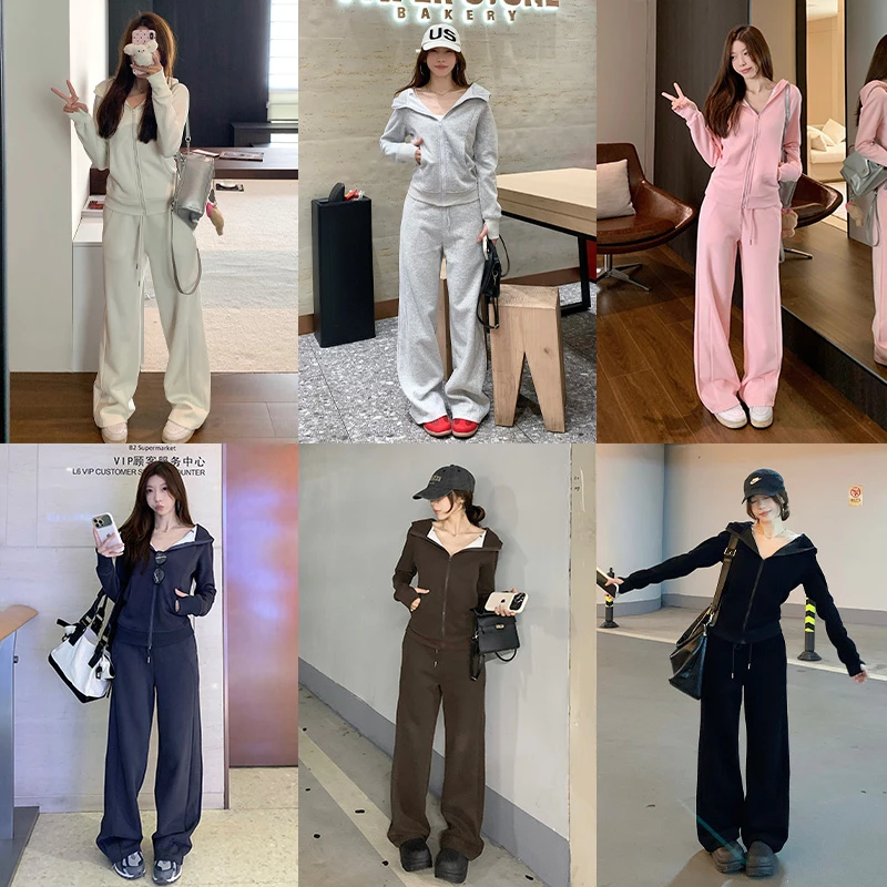 Moses Queen/魔西女王lulu卫衣套装松弛感百搭连帽外套直筒休闲裤