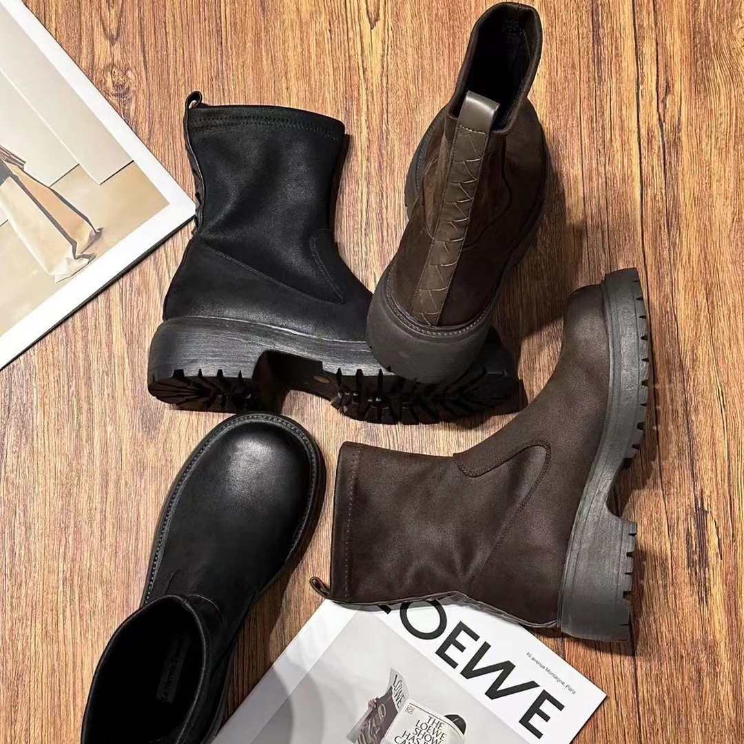 YTM.一脚蹬千金风休闲百搭秋冬高帮防滑马丁靴