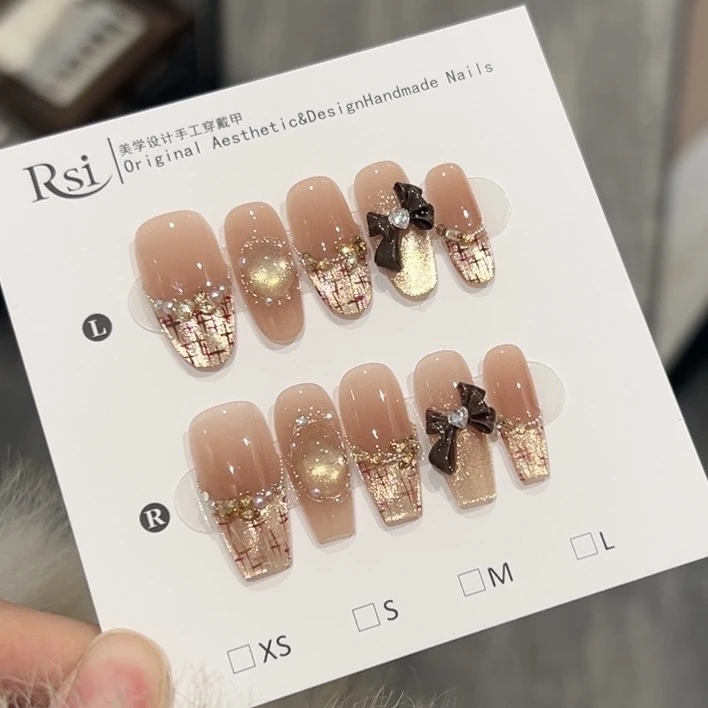 【顶楼千金】法式猫眼ins气质高级显白10片|RSI纯手工穿戴美甲