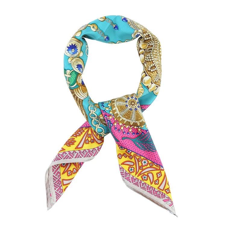 丝巾女百搭高级复古绑包小方丝巾