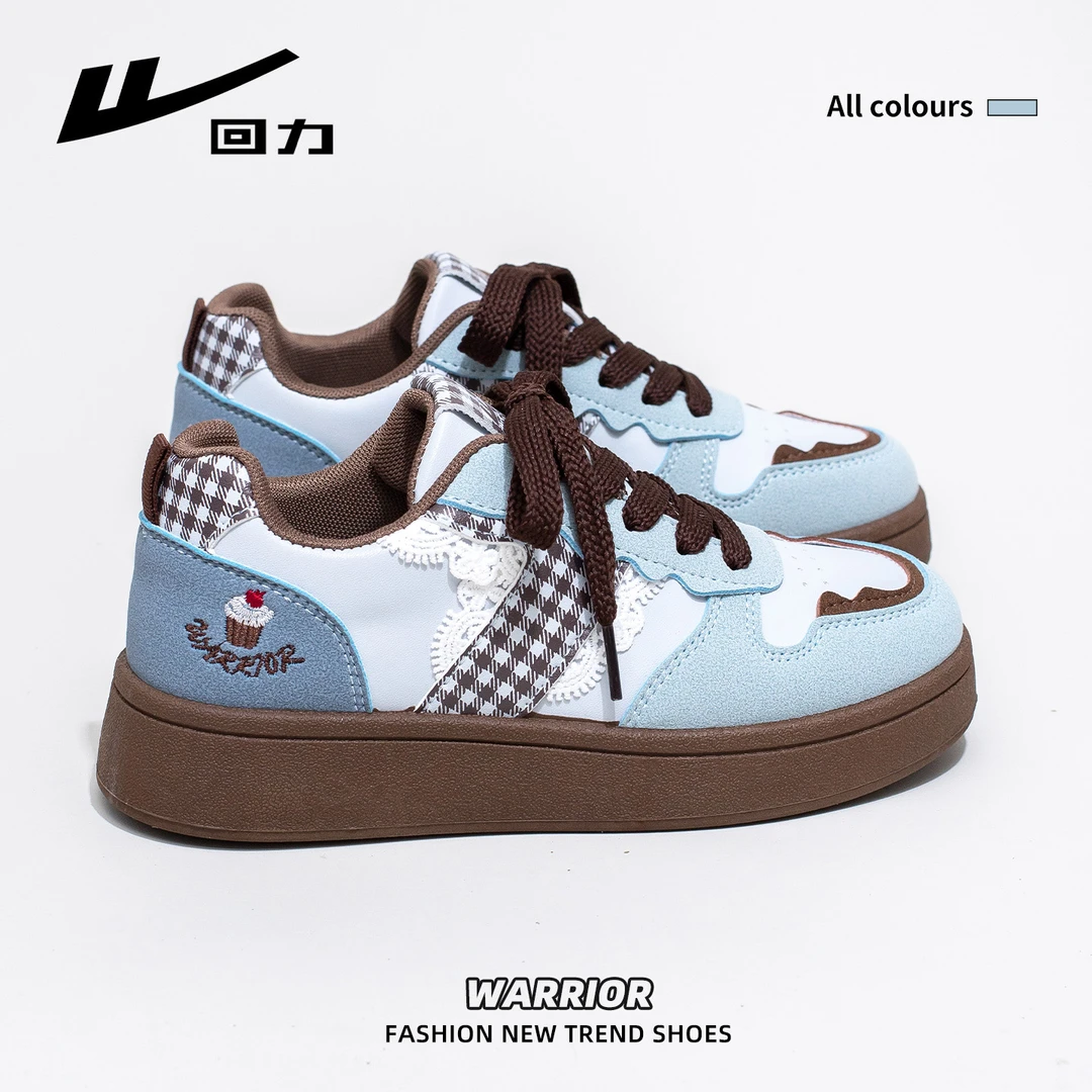 回力新款板鞋女2025秋冬季百搭厚底休闲运动鞋小众复古蓝棕小白鞋