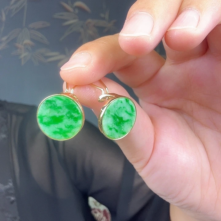 翡翠银S925镶嵌耳饰特价