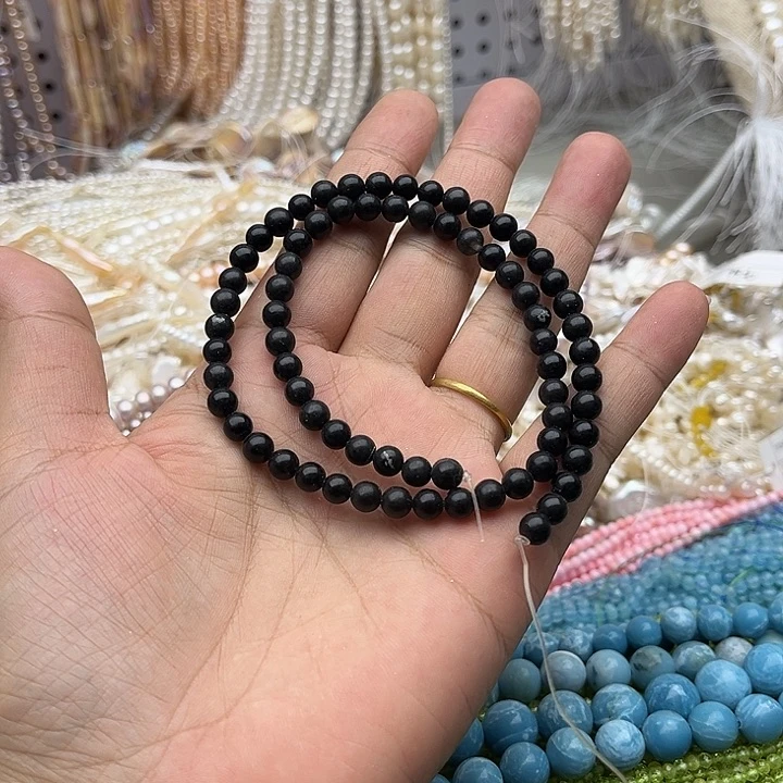 未镶嵌玛瑙/玉髓珠宝半成品一条6mm黑玛瑙