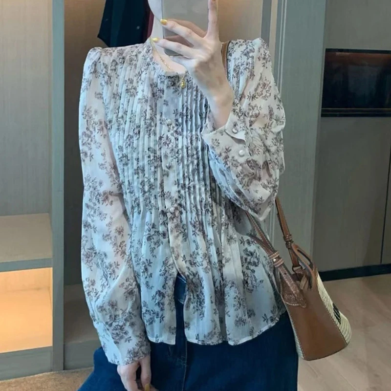 6915高级感碎花新款时尚法式小众轻奢减龄衬衫