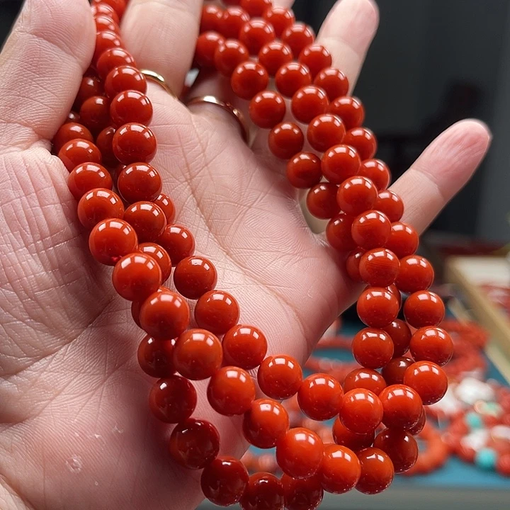 南红玛瑙未镶嵌瓦西纯色典藏级精品多圈8mm