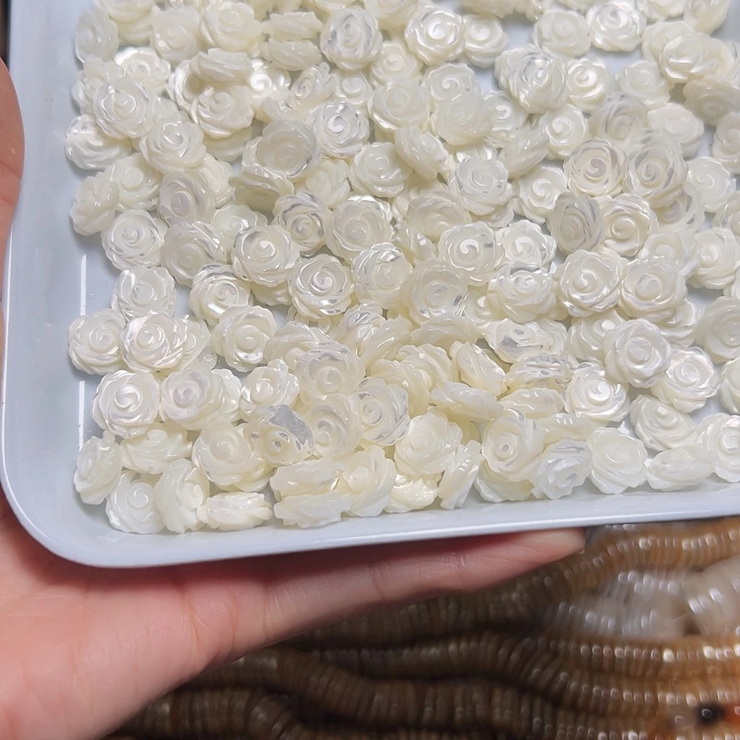 玛瑙/玉髓足银镶嵌珠宝半成品E511鱼骨玫瑰花12/32个