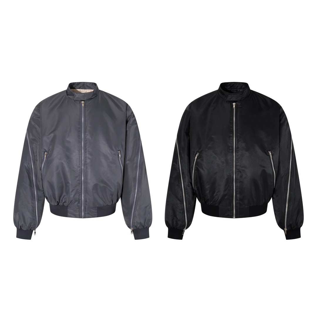 RKAI美式街头飞行服夹克clean fit简约拉链立体解构廓形夹棉外套