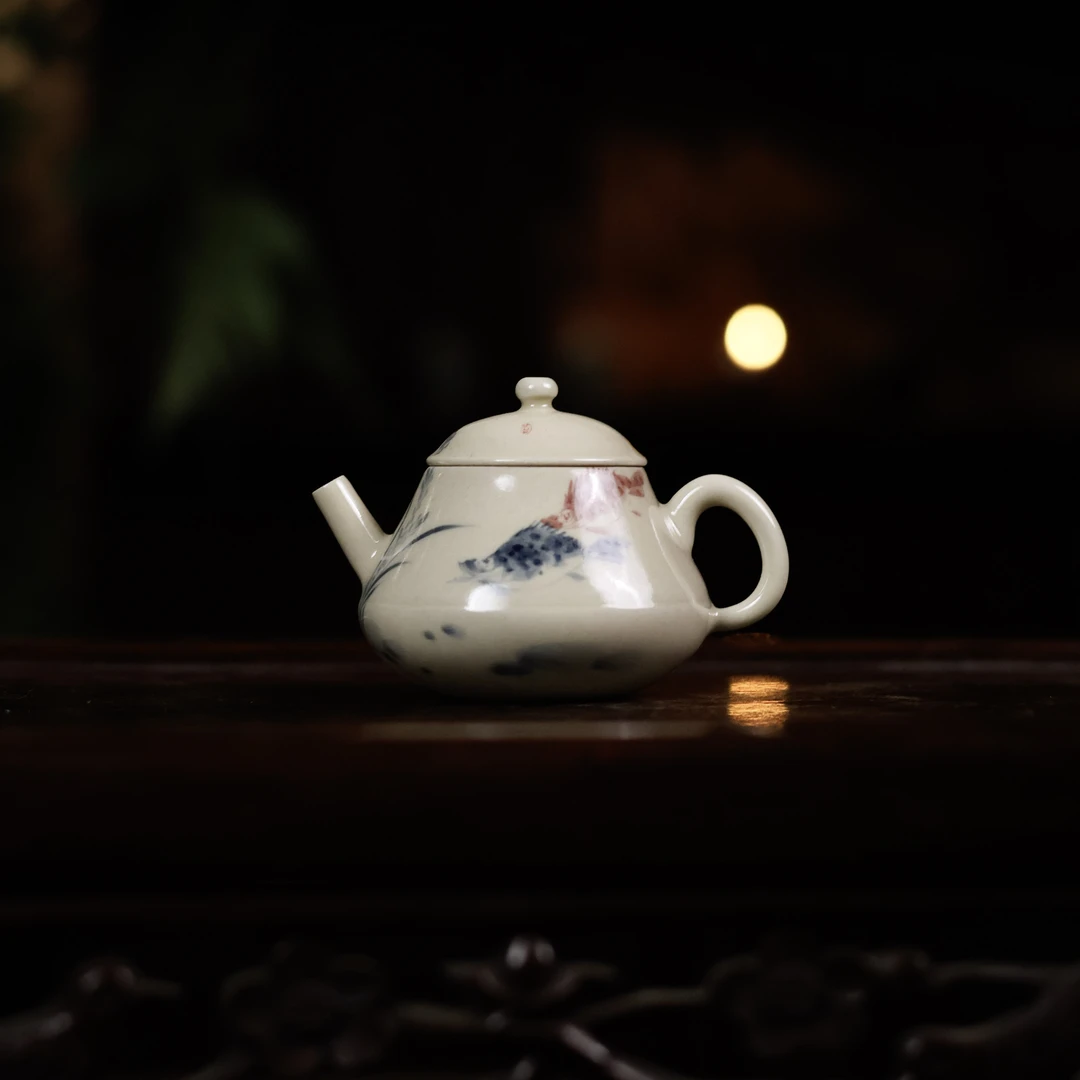 【斋居】青花鳜鱼壶茶壶100ml（ZX-0350）