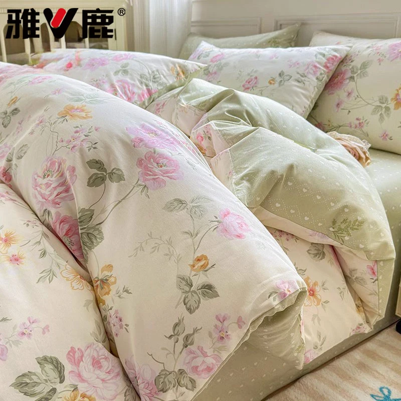 纯棉床上四件套100全棉床单被套三件套学生宿舍床上用品床笠被罩