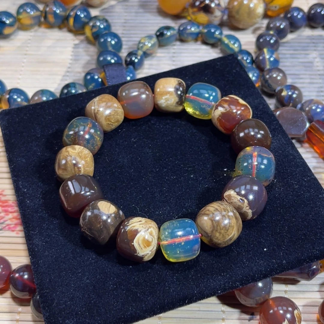 琥珀未镶嵌手链16规格老型多宝手串