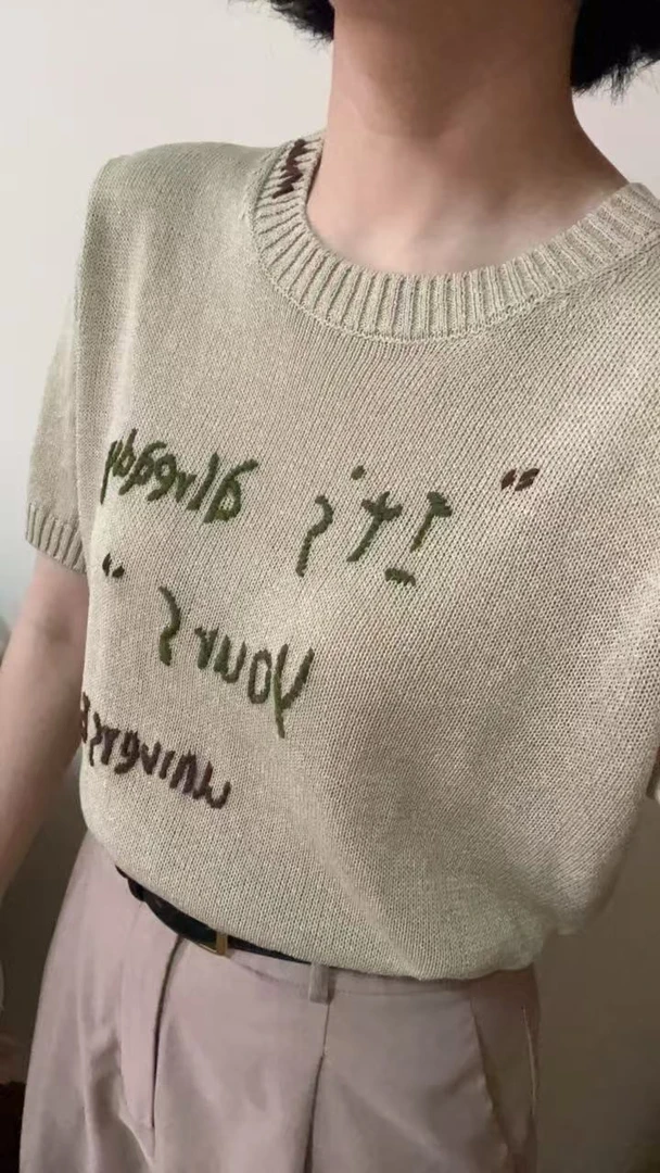 【均码】摩瑟DP【圆领手工童趣字母针织衫】MMDF气质休闲夏季