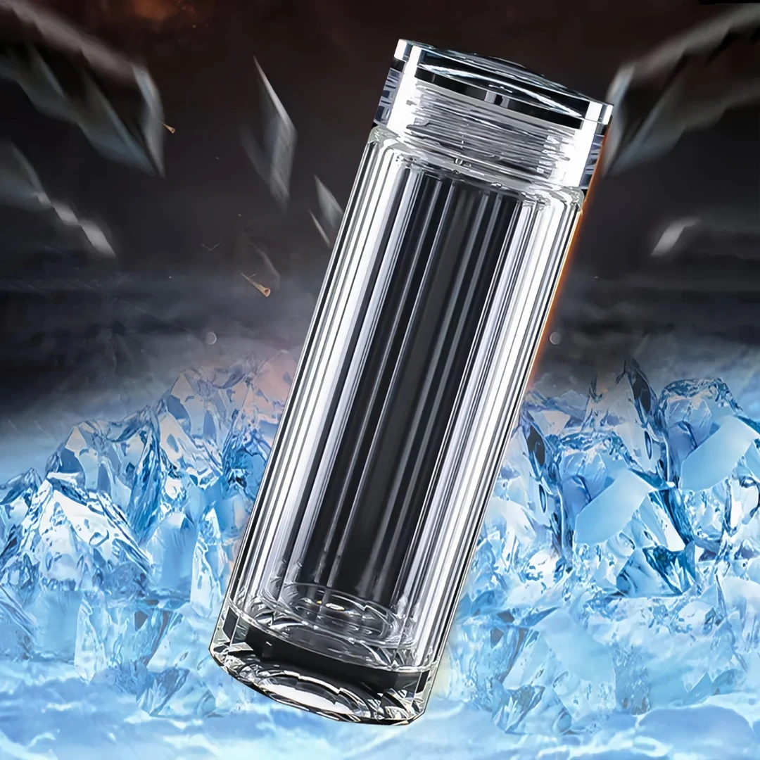 雀跃日光防烫双层杯玻璃杯家用商务泡茶杯透明水杯隔热带滤网杯子